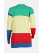 Red Color Block Crew Neck Long Sleeve Casual Sweater