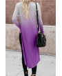 Purple Ombre Button Up Pocket Long Sleeve Casual Cardigan