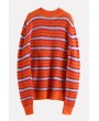 Orange Stripe Round Neck Long Sleeve Chic Pullover