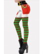 Multi Stripe 3d Print Elastic Waist Christmas Skinny Leggings