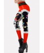 Red Skeleton Graphic Print Elastic Waist Christmas Leggings